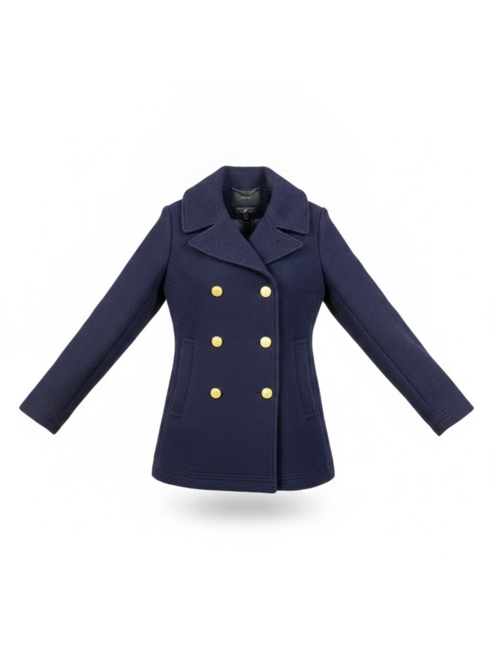 J.Crew Womens Navy Wool Blend Peacoat Stadium Cloth Gold Buttons Size 4